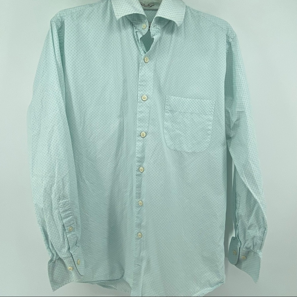 Peter‎ Millar Medium White Blue Grey Dot Shirt